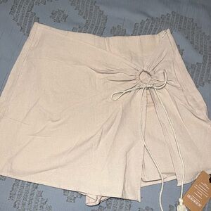 SHEIN Cream Skort with Knotted Tie Detail